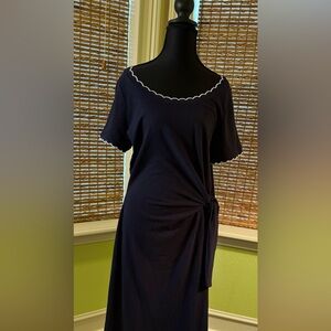 Talbots Navy Dress with Scalloped Trim